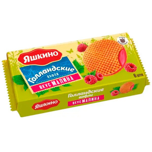 Вафли фас Яшкино Голландские 165 гр карамель вкус МАЛИНА  1/24  РКВ 173