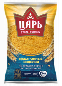 Рожки фас Царь тонкая  вермешель 400гр гр А в/с 1/15