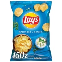 Чипсы Лейс 150гр сметана и зелень 1/18