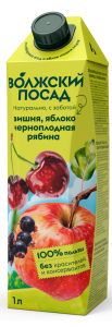 Сок Волжский Посад 1л нектар Яблоко-Вишня-Рябина 1/12