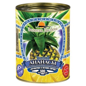 Компот Зол Долина Ананас кружочки 580 гр 1/24