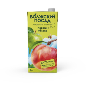 Сок Волжский Посад 2л Яблоко-Персик 1/6