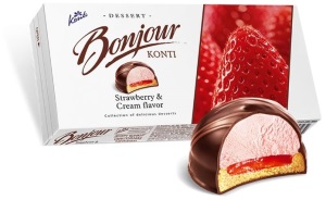 Конфеты х/к Конти-Рус Бонжур Десерт Клубника со сливками 232гр. 1/9   18588/19785/20207
