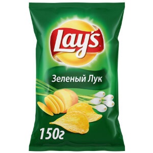 Чипсы Лейс 150гр зеленый лук 1/18