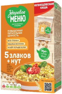 Крупа Здоровое меню вар. пак каша Кузнецовская 5 злака с нутом 400гр  1/6