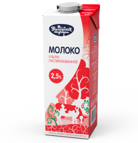 Молоко Фермерское 2,5%  1л. 1/12 БЕЛАЯ КРЫШКА