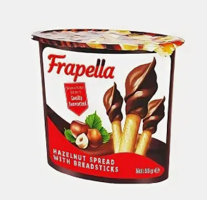 Паста шоколадная Frapella ореховая с какао и хлебными палочками 55гр 1/24