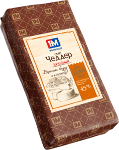 Сыр Молочный Гостинец Чеддер красный 45% брус вес Беларусь