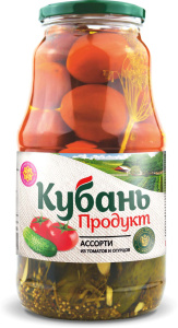 Овощи ассорти КУБАНЬ из томатов огурцов 1800г 1/6
