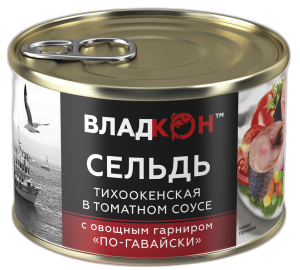 Сельдь Владкон по-гавайски с овощами в т/с 240 гр 1/24