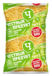 Рожки фас Честный продукт гладкий рожок 900гр гр В в/с 1/9