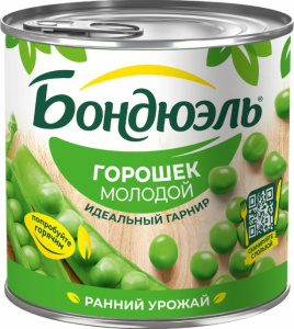 Зел горошек Бондюэль МОЛОДОЙ 400гр (425мл) 1/12
