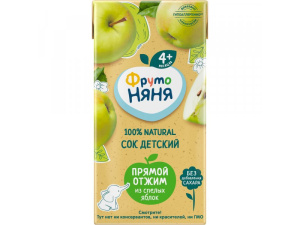 Д/П Сок Фрутоняня 0,2л  ЯБЛОКО ПРЯМОЙ ОТЖИМ 1/18