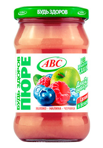 Д/П Пюре БУДЬ ЗДОРОВ 280гр малина-черника ст/б 1/12