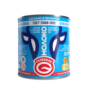 Молоко сгущ ж/б ГЛУБОКОЕ 8.5% 380гр Беларусь 1/30 ГОСТ