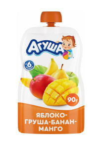 Д/П Пюре Агуша Я Сам! 80гр ЯБЛОКО-ГРУША-БАНАН-МАНГО (дой-пак) 1/10