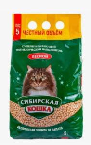 Наполнитель Сибирская кошка ЛЕСНОЙ 5л/3,2кг 1/4