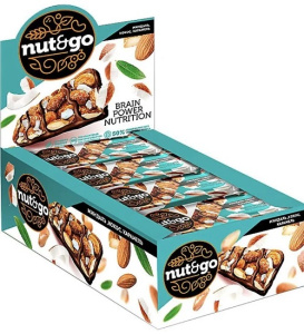Шок батончик Яшкино Nut&go миндаль,КОКОС,карамель  36гр КВК336   8* 1/18