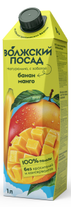 Сок Волжский Посад 1л нектар Банан-Манго 1/12