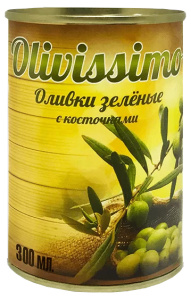 Оливки OLIVISSIMO без кости ж/б 280гр 1/12 ИСПАНИЯ