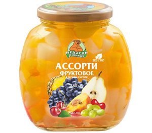 Компот Медведь Любимый Ассорти Фруктовое 580 мл ст/б 1/12
