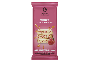 Шок ОЗЕРА 90гр белый С клубничными криспами,хруст.шариками и взр карам. 1/18 КРХ565
