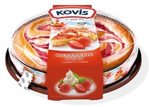 КОВИС Пирог бисквитный каталонский КЛУБНИКА со СЛИВКАМИ 400гр 1/6 РКК