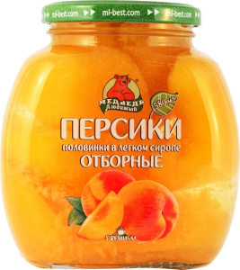 Компот Медведь Любимый Персик 580 мл ст/б 1/12