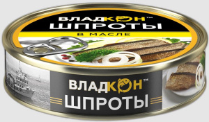 Шпроты ВЛАДКОН в масле балтийская ключ 160 гр 1/36