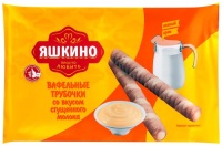 Вафли фас Яшкино 185гр Трубочки вафел.со вкусом сгущенного молока 190гр 1/24 КВ329