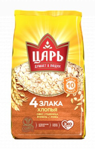 Хлопья овс Царь из 4-х злаков 0,4 кг 1/20