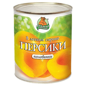 Компот Медведь Любимый Персик в сиропе 850 мл ж/б 1/12