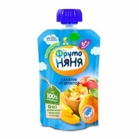 Д/П Пюре Фрутоняня 90гр САЛАТИК ИЗ ФРУКТОВ (дой-пак)1/12