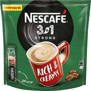 Кофе 3 в 1 Нескафе Крепкий /зеленый/ БЛОК 20шт 1/20