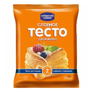 Тесто слоеное пресное дрожжевое 500гр Сибирский Гурман 1/14