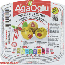 Оливки АгаОглу (AgaOglu) ФАРШ ПЕРЕЦ б/к вакумная упак 170 гр 1/24 калиб 3XL