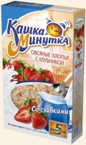 Хлопья овс Минутка Со сливками КЛУБНИКА  215гр 1/16