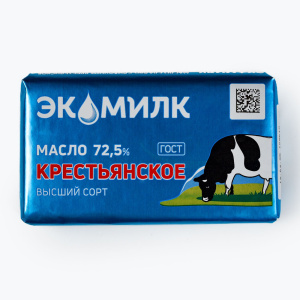 Масло сливочное Экомилк 72,5% Крестьянское 160 гр 1/13