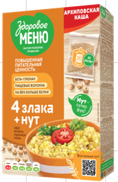 Крупа Здоровое меню вар. пак каша Архиповская 4 злака с нутом 400гр  1/6