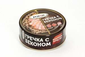 Каша Рузком гречневая с беконом с/к ТУ 250 гр ж/б 1/12