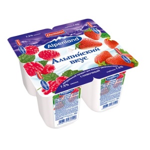 Йогурт Алпенленд 7,5% МАЛИНА-КЛУБНИКА 1/24
