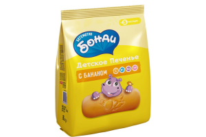 Д/П Печенье БОНДИ Бегемотик 180гр С БАНАНОМ Яшкино РМР627  1/10