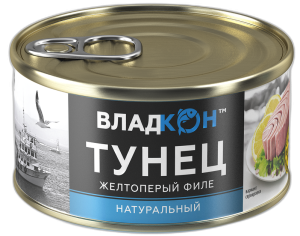 Тунец Владкон натуральный желтоперый филе 170 гр 1/24