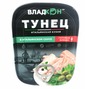 Тунец Владкон ГОСТ в соусе Том-Ям желтоперый филе 110 гр 1/12