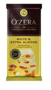 Шок ОЗЕРА 90гр белый с цельным миндалем White & Extra Almond  ПШ527  1/16
