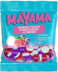 Мармелад фас Маяма вкус малины и черника со сливками  70гр ПМ362 1/50