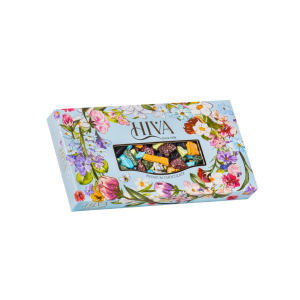 Конфеты х/к Подарочный набор драже Hiva ЦВЕТНЫЕ КАМУШКИ 200гр 1/24  голубая коробка