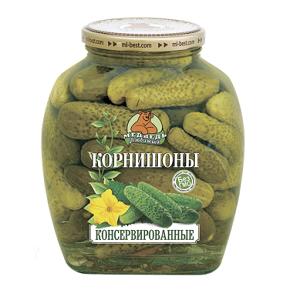 Огурцы Медведь Любимый Корнишоны 1500мл ст/б 1/6