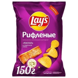 Чипсы Лейс 150гр рифленые ЛОСОСЬ в слив соусе 1/10