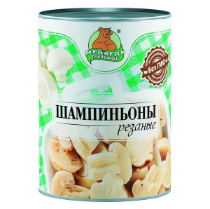 Грибы Медведь Любимый Шампиньоны резаные ж/б 3100 мл 1/6